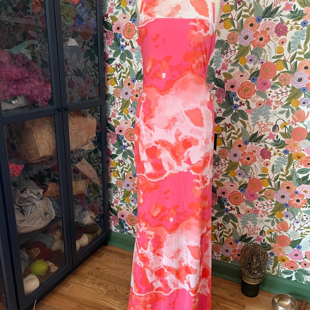 Lulu's Pink and Orange Patterned Dress